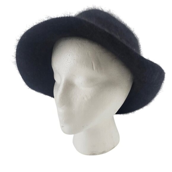 Vintage Black Rabbit hair Wool Fluffy Bucket Hat - Picture 2 of 8